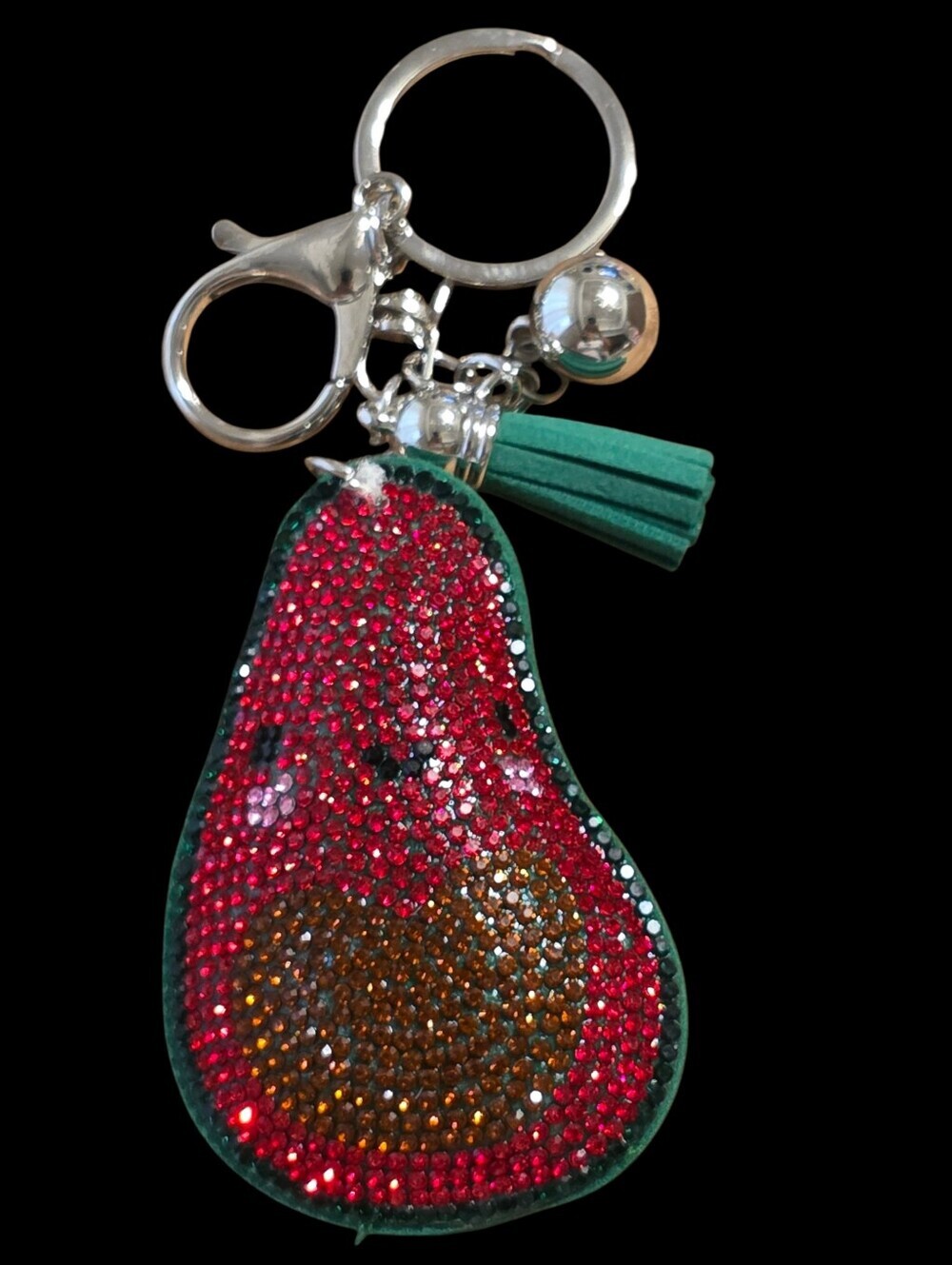 Sparkling Red Avocado Tassel Bsg Charm Keychain